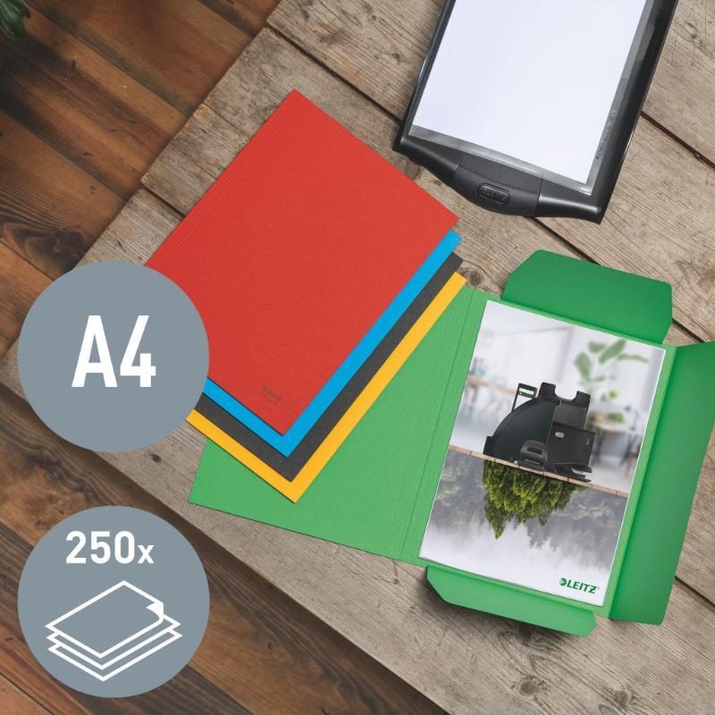 3-klap mappe recycle karton A4 rød - Billede 3